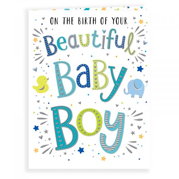 Baby Card Baby Boy, Colourful Text