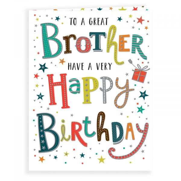 Birthday Card Brother, Colourful Text