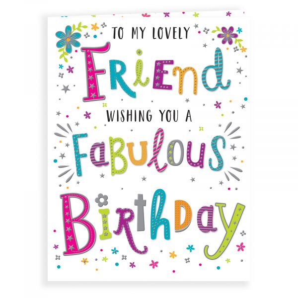 Birthday Card Friend, Colourful Text