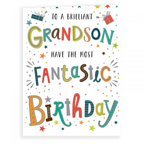 Cards Direct | Birthday Card Grandson, Colourful Text