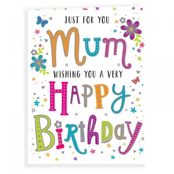 Birthday Card Mum, Colourful Text