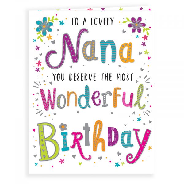 Birthday Card Nana, Colourful Text