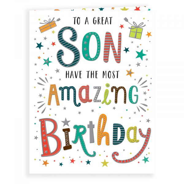 Birthday Card Son, Colourful Text