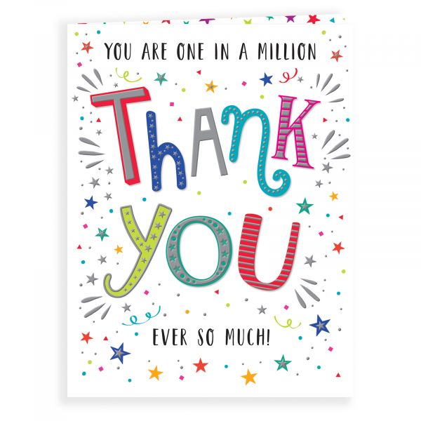 Thank You Card, Colourful Text