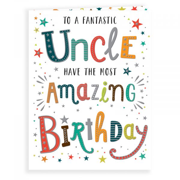 Birthday Card Uncle, Colourful Text