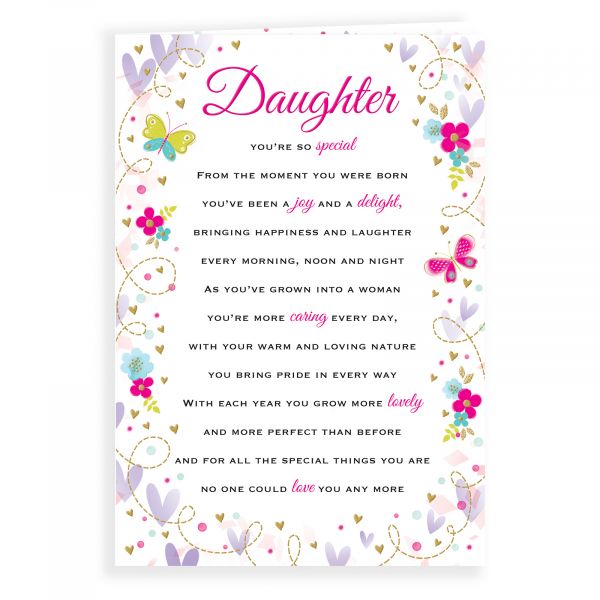 Birthday Card Daughter, Flowers & Butterflies