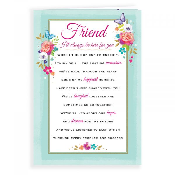 Birthday Card Friend, Floral Heatfelt Wishes