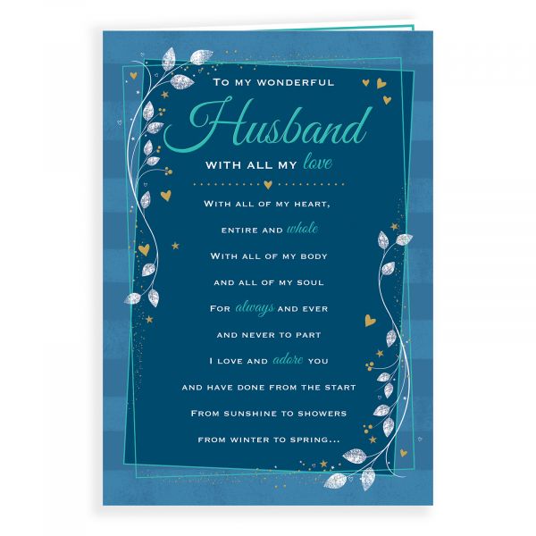 Birthday Card Husband, Framed & Leaves