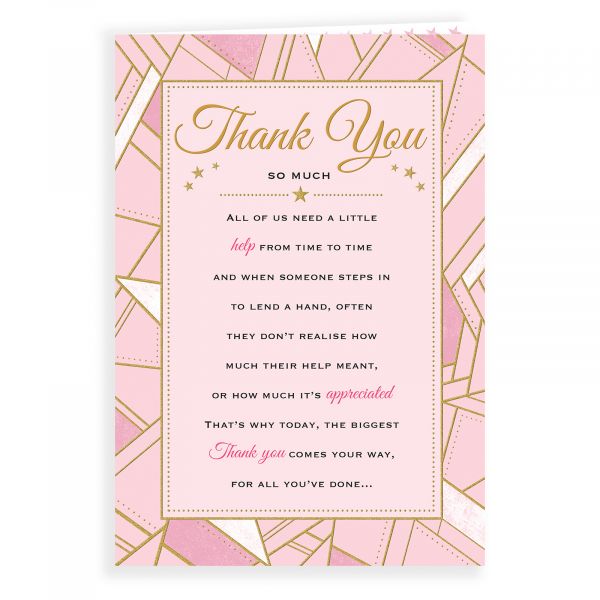 Thank You Card, Geometric Pink