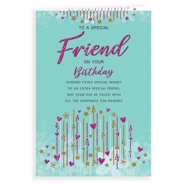 Birthday Card Friend, Lines & Hearts