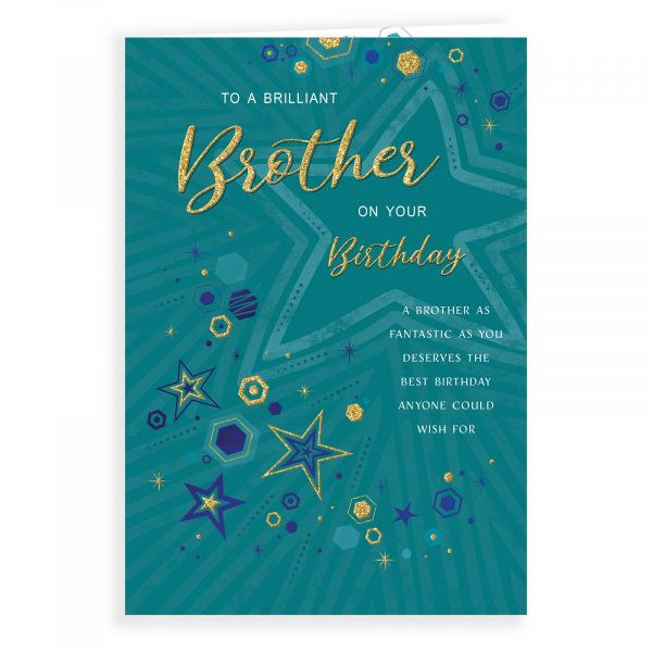 Birthday Card Brother, Stars And Hexagons