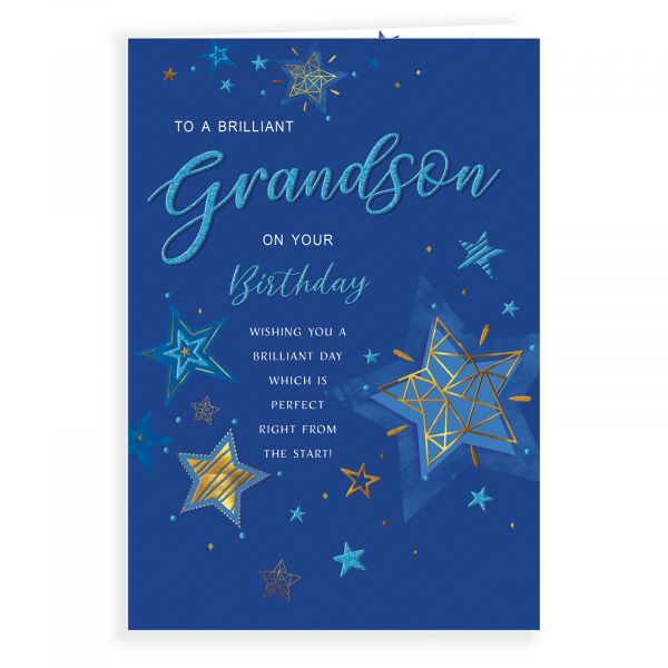 Birthday Card Grandson, Geometric Stars