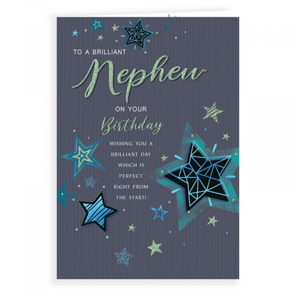 Birthday Card Nephew, Geometric Stars