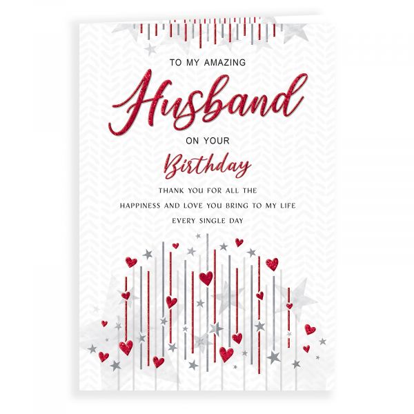 Birthday Card Husband, Lines & Hearts