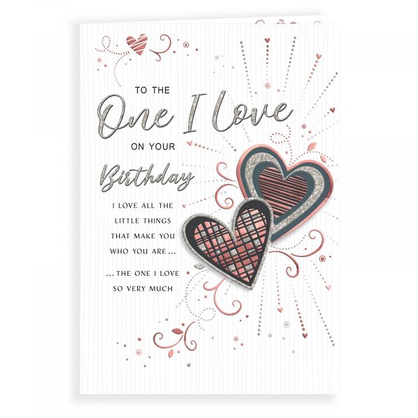 Birthday Card One I Love, Two Hearts