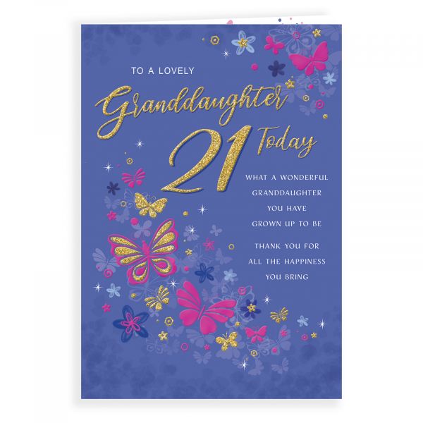 Birthday Card Age 21 Granddaughter, Butterflies