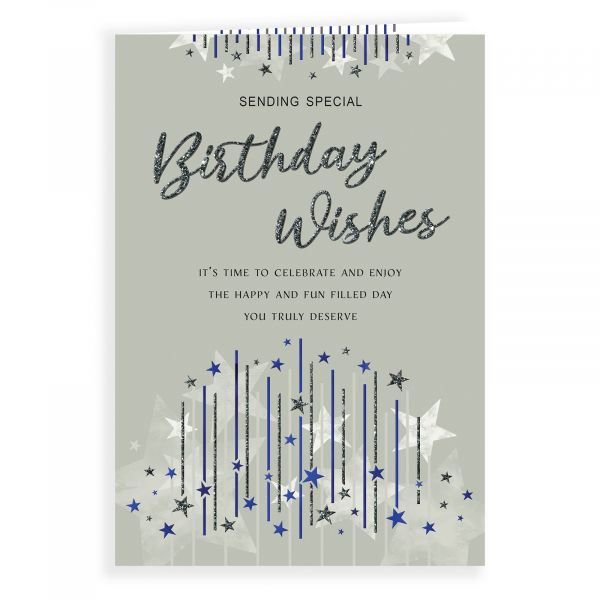 Birthday Card Open Male, Lines & Stars