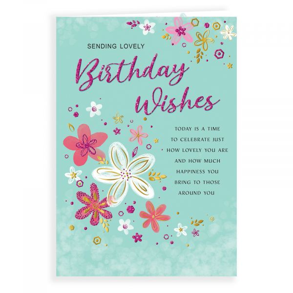 Birthday Card Open Female, Flowers
