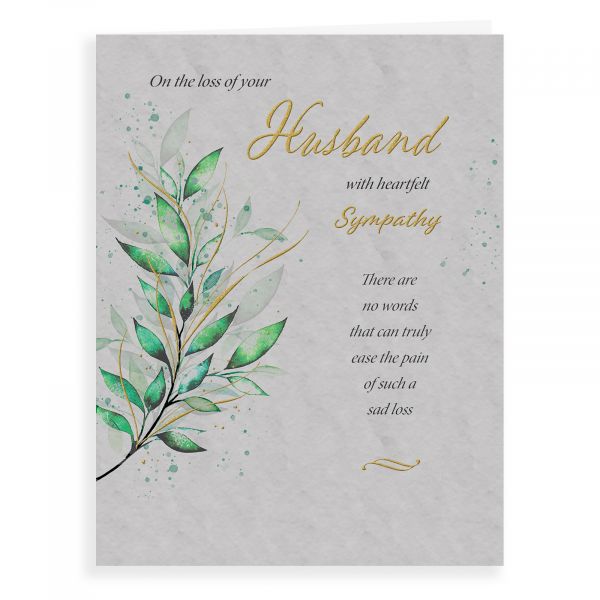 Sympathy Card Husband, Green Foliage