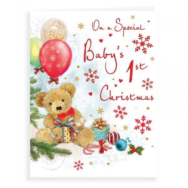 Christmas Card Baby's 1st Xmas, Teddy