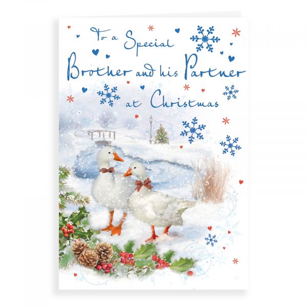 Christmas Card Brother & Partner, Two Geese
