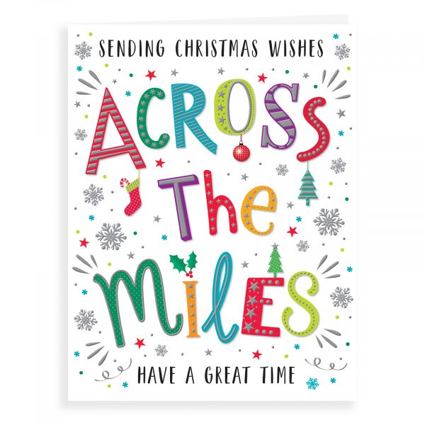 Christmas Card Across The Miles, Colourful Text