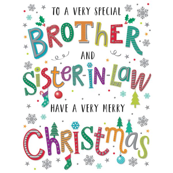 Christmas Card Brother & Sister In Law, Coloured Type