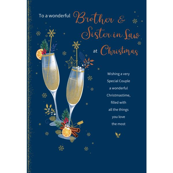 Christmas Card Brother & Sister In Law, Champagne