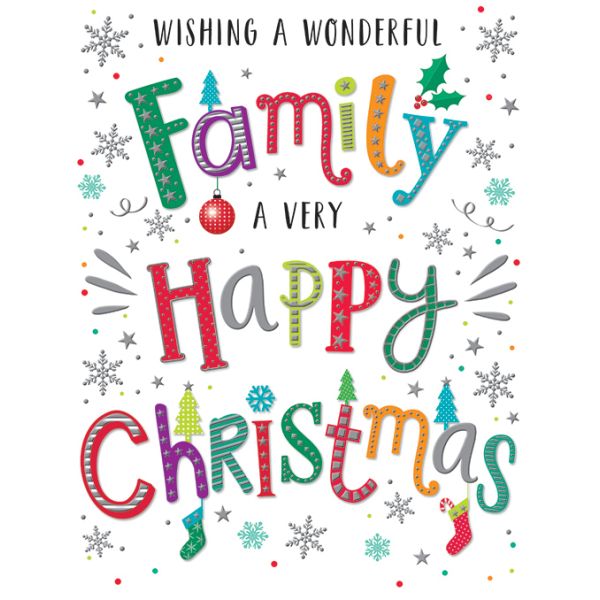 Christmas Card To A Family, Coloured Type