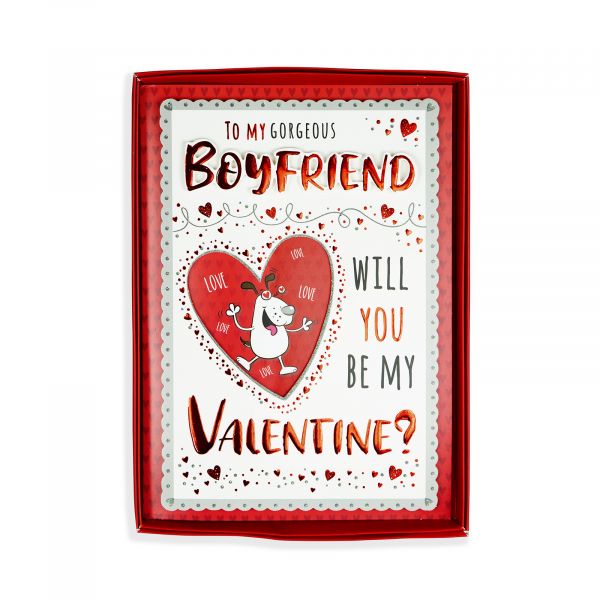 Valentines Day Boxed Card Boyfriend, Dog in heart