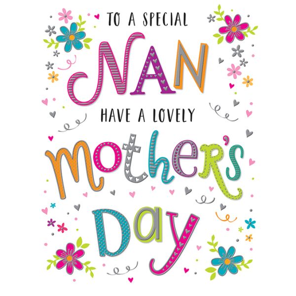 Mother's Day Card Nan, Colourful Text