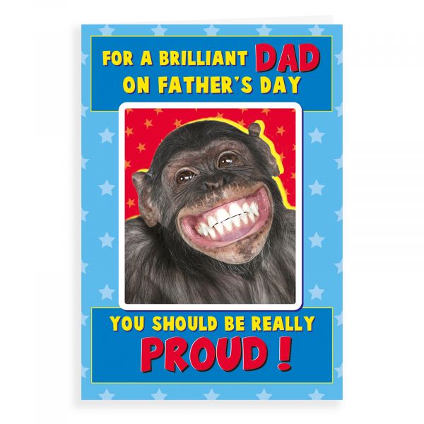 Father's Day Card Dad, Chimp Smilimg