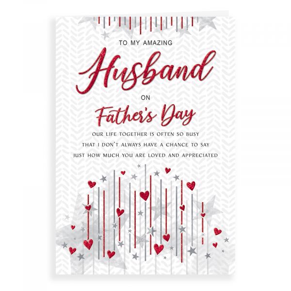 Father's Day Card Husband, Lines & Hearts