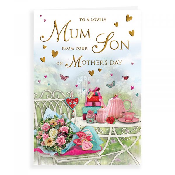 Mother's Day Card Mum From Son, Tea In The Garden
