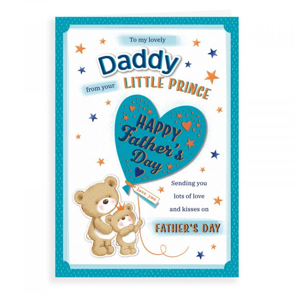 Father's Day Boxed Card Daddy From Prince, Teal Balloon Bears