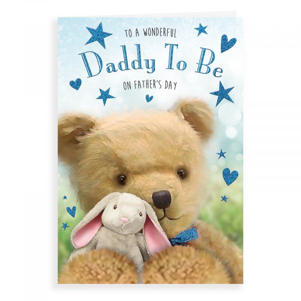 Father's Day Card Daddy to be, Bear & Bunny