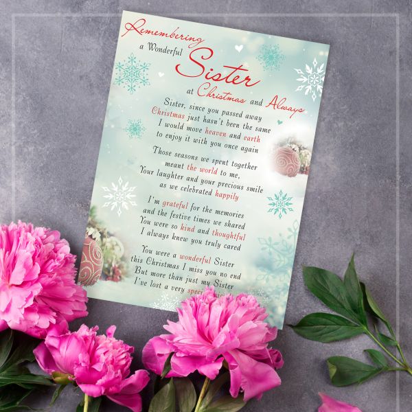 Christmas Memorial Graveside Card Sister