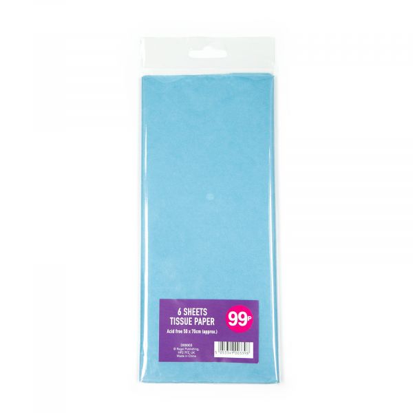6 Sheets Tissue Paper Baby Blue