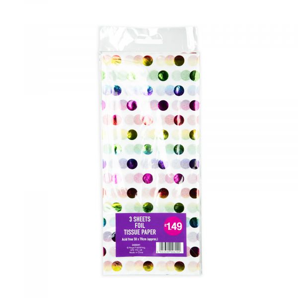 3 Sheets Tissue Paper Rainbow Foil Dots