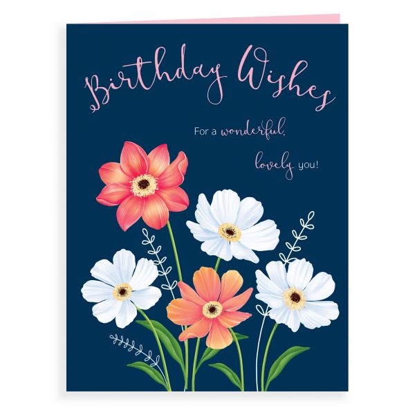 Birthday Card Open, Bunch On Navy