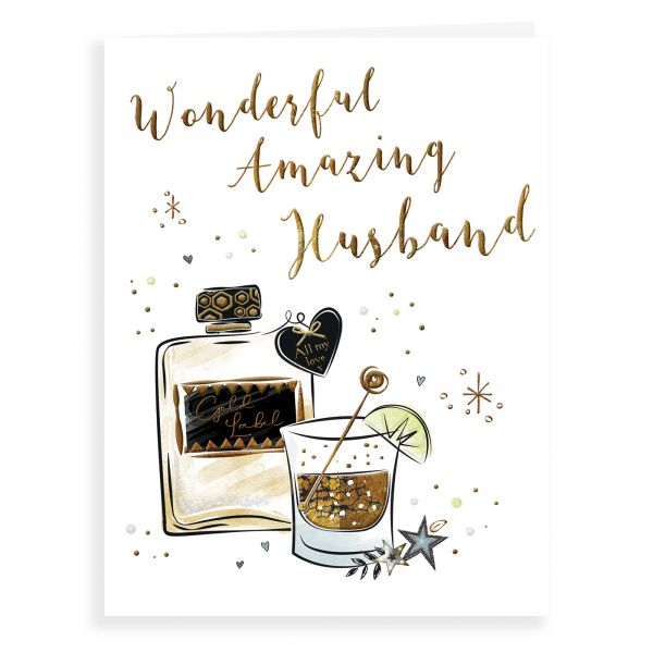 Birthday Card Husband, Whiskey Glass