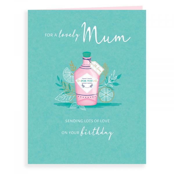 Birthday Card Mum, Gin Bottle