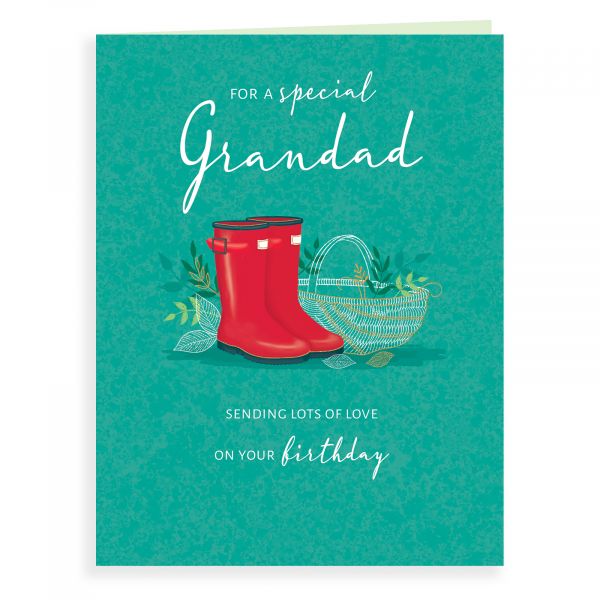 Birthday Card Grandad, Wellies & Basket