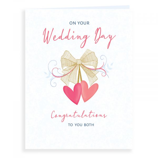 Wedding Card, Bow & Hearts