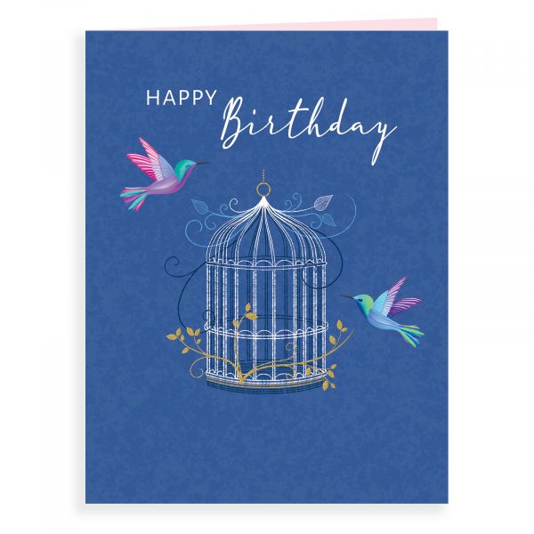 Birthday Card Open, Bird Cage