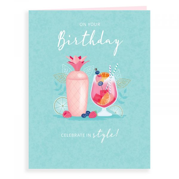 Birthday Card Open, Cocktail & Shaker