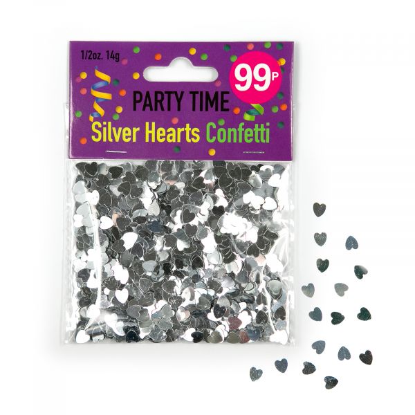 Confetti Silver Hearts