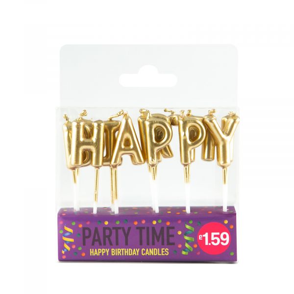 Happy Birthday Candles Gold Letters