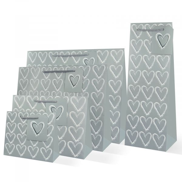 Silver Hearts Gift Bags