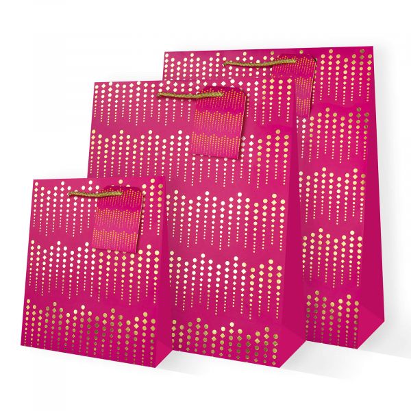 Gold on Fuschia Gift Bags